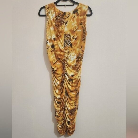 Ashro sleeveless Ruched Leopard  bodycon dress women size 12 - Picture 3 of 6